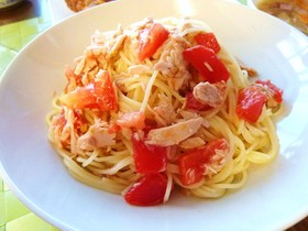 ツナとトマトの冷製パスタ